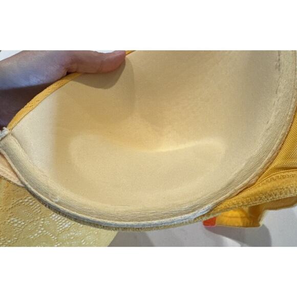 Cacique Women’s Size 46B Boost Plunge Yellow Orange Lace Underwire Bright Bra - Picture 6 of 12